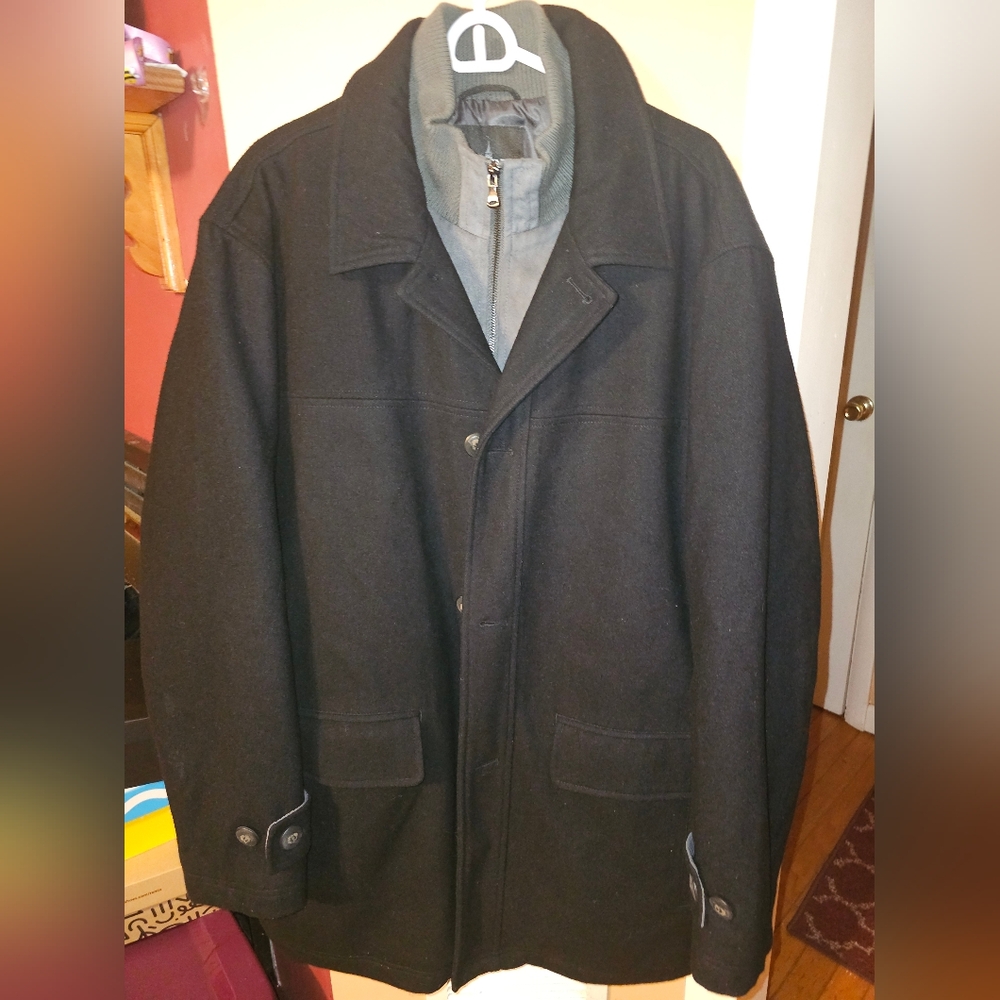 Towne London Fog Black Wool Blend Mens Jacket Sz 2XL NWT